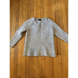 Rag & Bone JEAN Sweater Womens Small Gray Chunky Knit V Neck Raglan Pullover